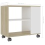 Tavolino Bianco e Sonoma 70x35x55 cm Legno Multistrato