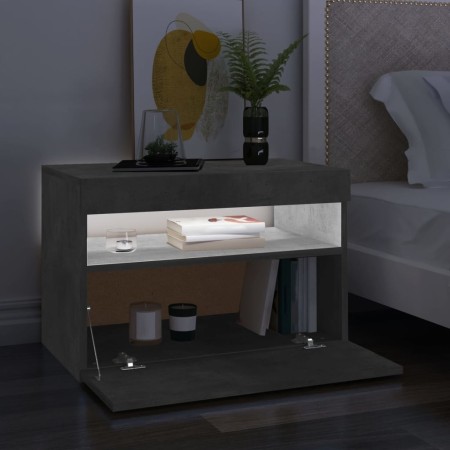 Mobile Porta TV con Luci LED Grigio Cemento 60x35x40 cm