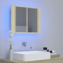 Armadietto a Specchio con Luci LED Rovere Sonoma in Acrilico