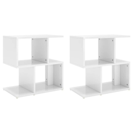 Comodini 2pz Bianco Lucido 50x30x51,5 cm in Legno Multistrato