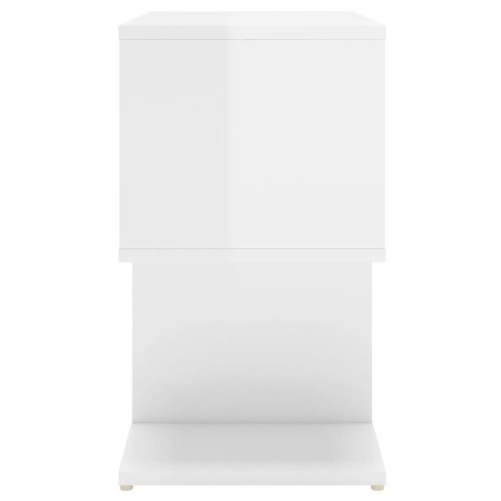 Comodini 2pz Bianco Lucido 50x30x51,5 cm in Legno Multistrato