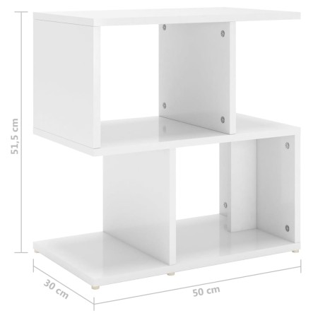 Comodini 2pz Bianco Lucido 50x30x51,5 cm in Legno Multistrato