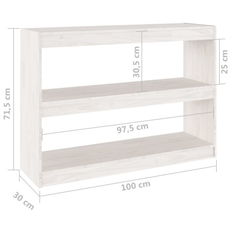 Libreria/Divisorio Bianco 100x30x71,5 cm Legno Massello di Pino