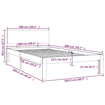 Giroletto Bianco in Legno Massello di Pino 100x200 cm