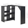 Tavolo da Bar con Scaffale Mobile Nero 138x39x110 cm