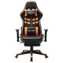 Sedia da Gaming con Poggiapiedi Nera e Arancione in Similpelle