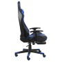 Sedia da Gaming Girevole con Poggiapiedi Blu in PVC