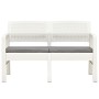 Panchina Giardino 2 Posti con Cuscini 120 cm in Plastica Bianca