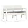 Panchina Giardino 2 Posti con Cuscini 120 cm in Plastica Bianca