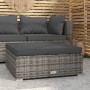 Poggiapiedi Giardino con Cuscino Grigio 70x70x30 cm Polyrattan