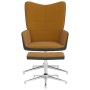 Poltrona Relax con Poggiapiedi Marrone in Velluto e PVC