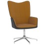 Poltrona Relax con Poggiapiedi Marrone in Velluto e PVC