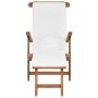 Sedia a Sdraio con Cuscino Bianco Crema Legno Massello di Teak