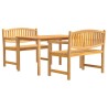 Set da Pranzo per Giardino 3 pz in Legno Massello di Teak