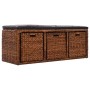 Panca in Giunco con 3 Ceste 105x40x42 cm Marrone