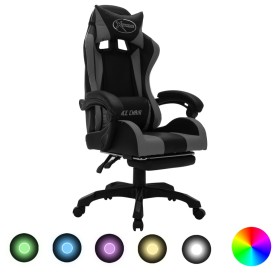 Sedia da Gaming con Luci a LED RGB Grigia e Nera in Similpelle