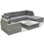 Set Divani da Giardino 6 pz con Cuscini in Polyrattan Grigio