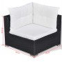 Set Divani da Giardino 10 pz con Cuscini in Polyrattan Nero