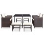 Set da Pranzo da Giardino 9 pz con Cuscini Polyrattan Marrone