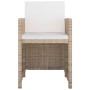 Set da Pranzo da Giardino 9 pz con Cuscini in Polyrattan Beige