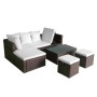 Set Divani da Giardino 4 pz con Cuscini in Polyrattan Marrone