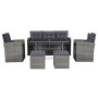 Set Divani da Giardino 6 pz con Cuscini in Polyrattan Grigio