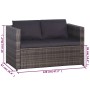 Set da Bistrot 3 pz con Cuscini in Polyrattan Grigio