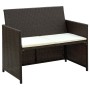 Set Divani da Giardino 4 pz con Cuscini in Polyrattan Marrone