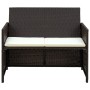 Set Divani da Giardino 4 pz con Cuscini in Polyrattan Marrone