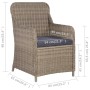 Sedie da Esterno con Cuscini 2 pz in Polyrattan Marrone