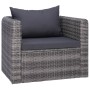 Set Divani da Giardino 7 pz con Cuscini in Polyrattan Grigio