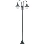 Lampione da Giardino E27 220 cm Alluminio 2 Lampade Verde Scuro