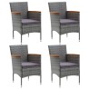 Set da Pranzo per Giardino 5 pz con Cuscini Polyrattan Grigio