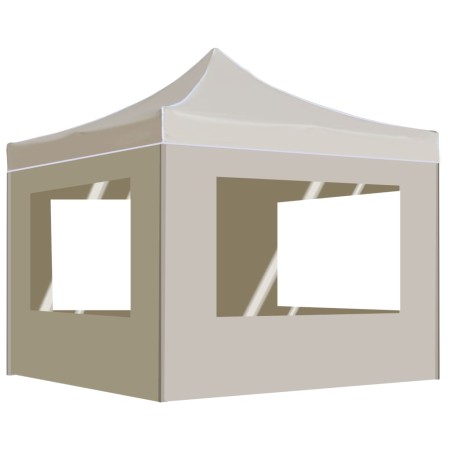 Gazebo Professionale Pieghevole Alluminio con Pareti 3x3m Crema