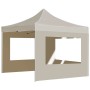 Gazebo Professionale Pieghevole Alluminio con Pareti 3x3m Crema