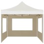 Gazebo Professionale Pieghevole Alluminio con Pareti 3x3m Crema