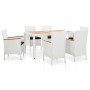 Set da Pranzo da Giardino 7 pz in Polyrattan Bianco