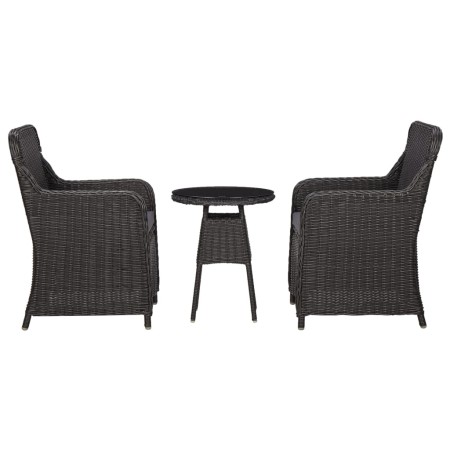 Set Bistrot da Giardino 3 pz con Cuscini in Polyrattan Nero