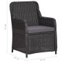 Set Bistrot da Giardino 3 pz con Cuscini in Polyrattan Nero