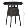Set Bistrot da Giardino 3 pz con Cuscini in Polyrattan Nero