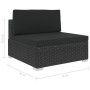 Set Divani da Giardino 8 pz con Cuscini in Polyrattan Nero