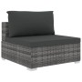 Set Divani da Giardino 5 pz con Cuscini in Polyrattan Grigio