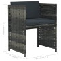 Set da Bistrot 3 pz con Cuscini in Polyrattan Grigio