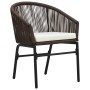 Set da Bistrot 3 pz con Cuscini in Polyrattan Marrone