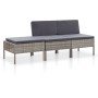 Set Divani da Giardino 3 pz con Cuscini in Polyrattan Grigio