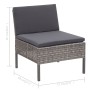 Set Divani da Giardino 3 pz con Cuscini in Polyrattan Grigio