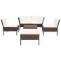 Set Divani da Giardino 6 pz con Cuscini in Polyrattan Marrone