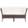 Set Divani da Giardino 6 pz con Cuscini in Polyrattan Marrone