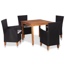 Set da Pranzo da Giardino 5 pz in Polyrattan Nero e Marrone