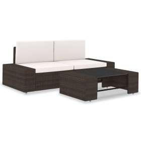 Set Divani da Giardino 3 pz in Polyrattan Marrone